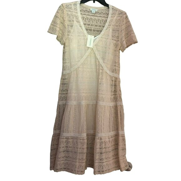 Sundance Dress XS Cream Lace Short Sleeved Fit & Flare w/Slip NEW Boho Romantic - Picture 4 of 6